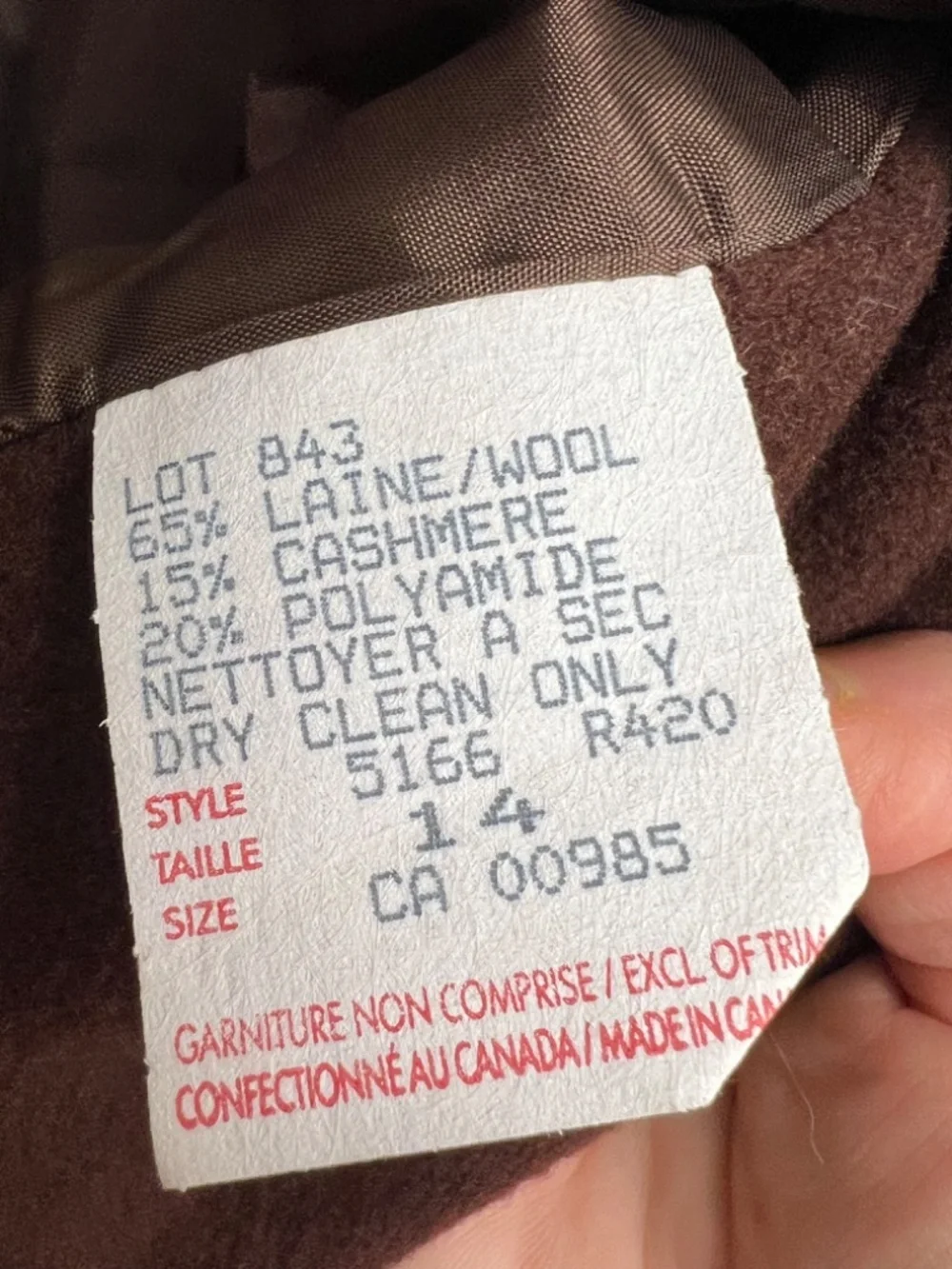 Vintage Holt Renfrew Wool Cashmere Women's Blazer Jacket V14 US 12 Brown Autumn